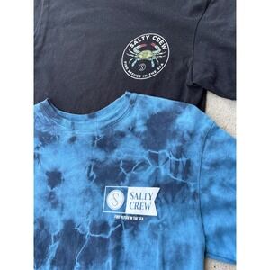 Salty Crew Men's T-Shirt Tie Dye Blue Black Graphic Tee Short Sleeve Set - S